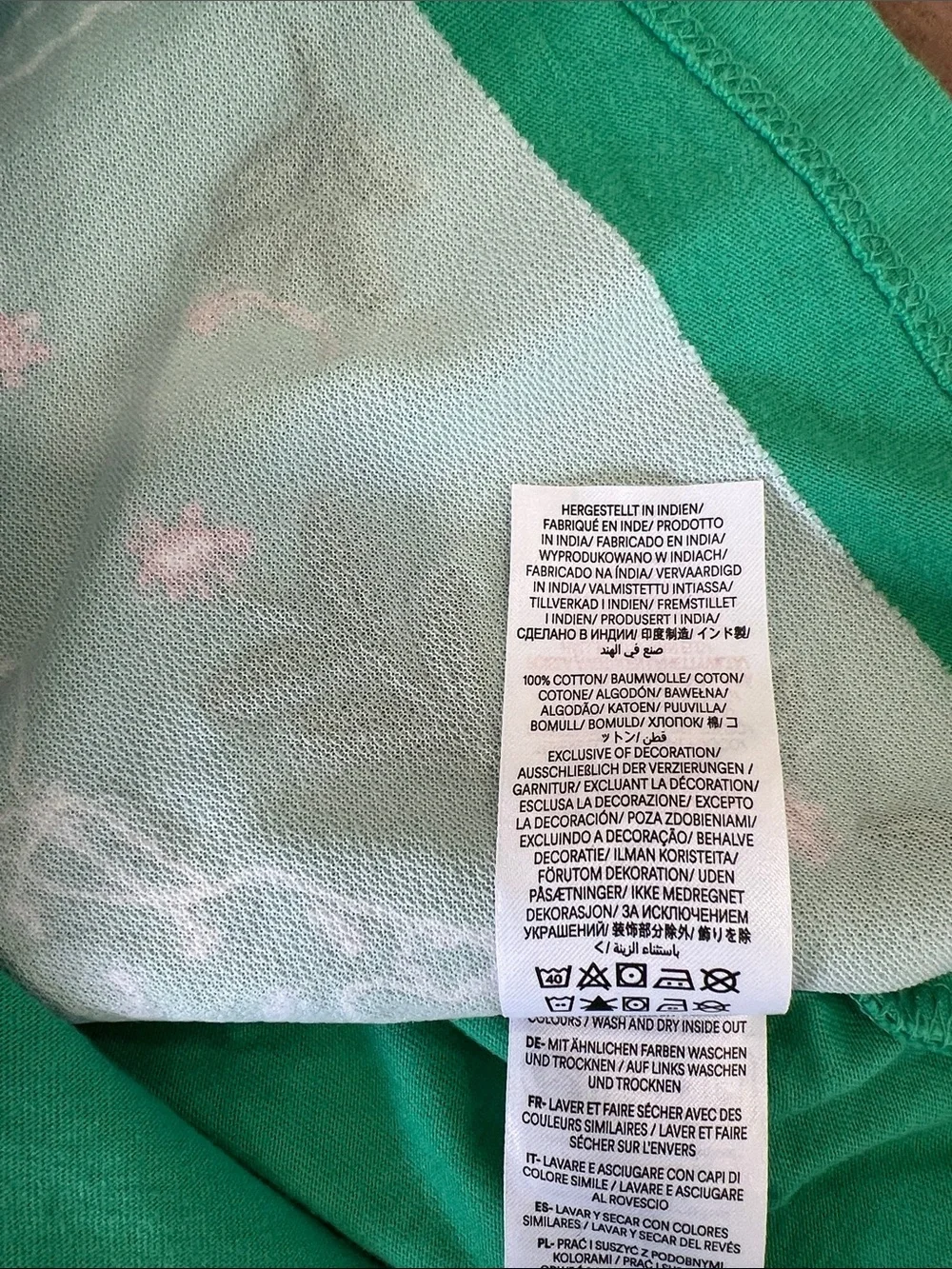 Mini Boden lamb floral appliqué green dress 5-6 years